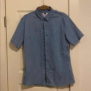 Topman Deniem Short Sleeve Button Down